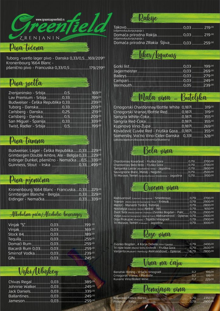 Greenfield Cenovnik Pica 2 2022 KRIVE Igraonica Greenfield Zrenjanin